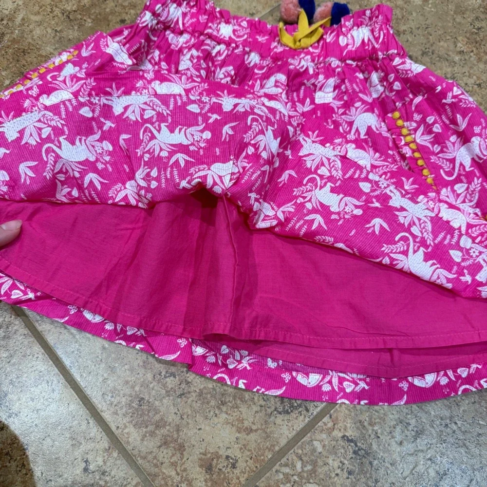 Mini Boden Girls Pink Jungle Monkey Leopard Print Skirt 7-8Y 128cm Casual Resort